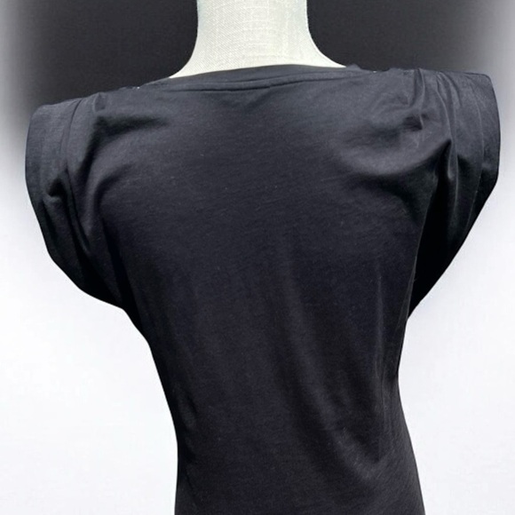 🌻St. Roche Black "Echo" Padded Shoulder Mini Shirt Dress Size Small $285 Retail - Picture 10 of 14